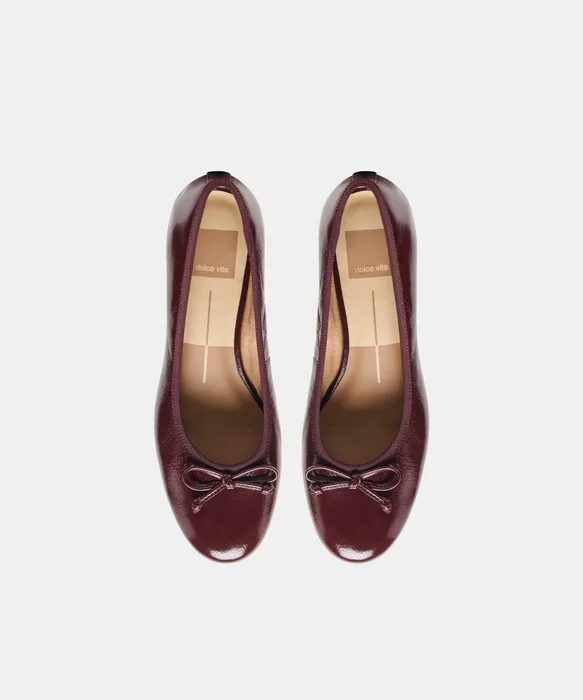 RITLA MID Cranberry Leather Ballet Block Heels — view 4