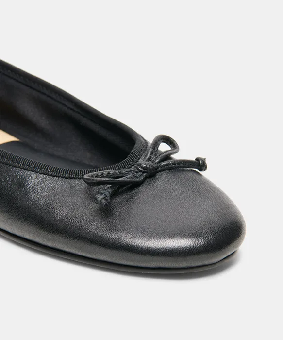 RITLA WIDE BALLET FLATS BLACK LEATHER