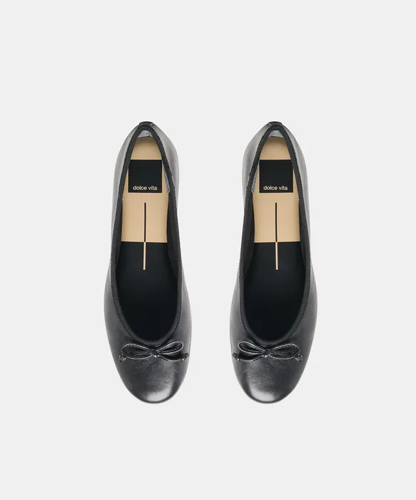 Ritla Wide Black Leather Ballet Flats — view 4