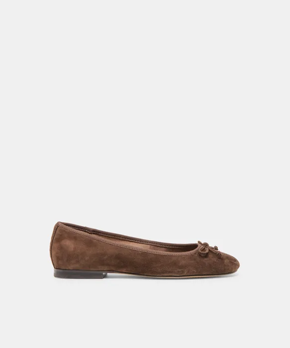 Ritla Wide Dk Brown Suede Ballet Flats — view 2