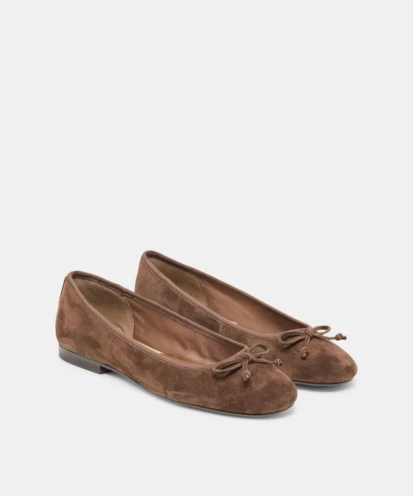 Ritla Wide Dk Brown Suede Ballet Flats — view 3