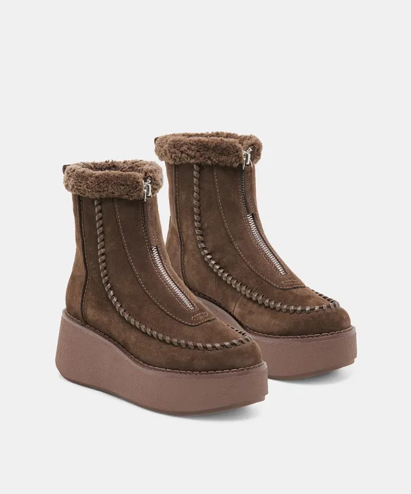ROBEN Espresso Suede Platform Plush Boots — view 3