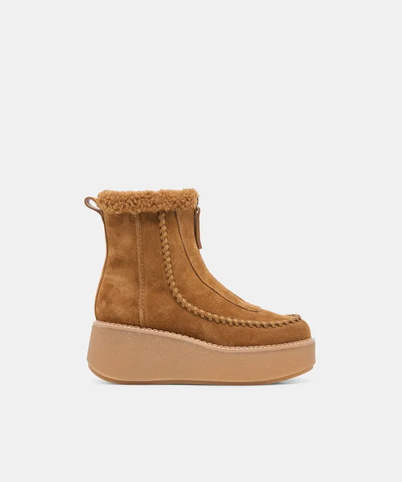 ROBEN Lt Brown Suede Platform Plush Boots — view 2