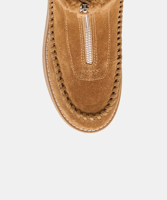 ROBEN Lt Brown Suede Platform Plush Boots — view 4