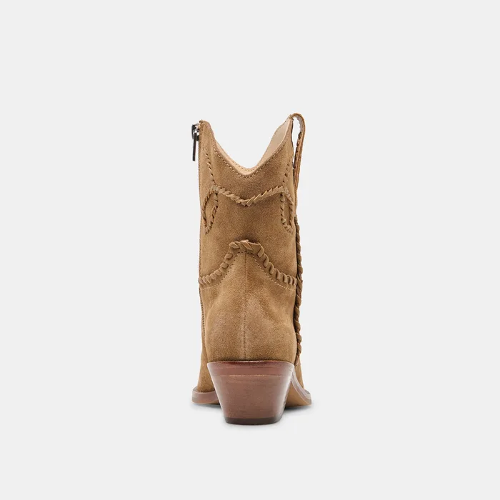 RUDO Lt Brown Suede Western Pointed-Toe Ankle Boots — view 8
