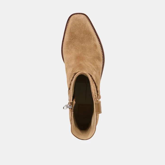 RUDO Lt Brown Suede Western Pointed-Toe Ankle Boots — view 9