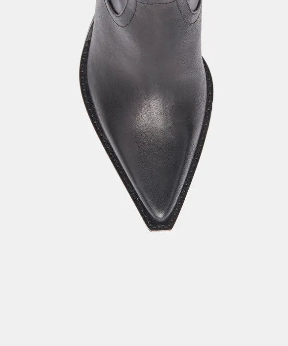 RUTGER Black Leather Mid-Ankle Block-Heel Boots — view 5