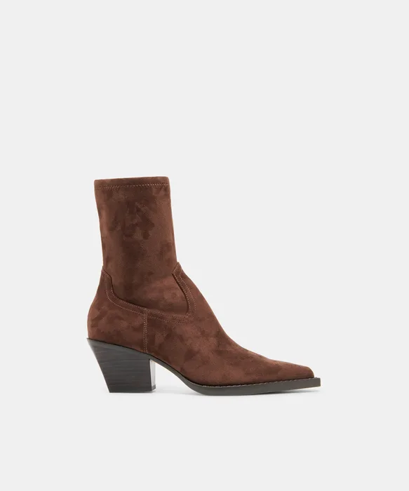 RUTGER Dk Brown Stella Suede Mid-Ankle Block-Heel Boots — view 2