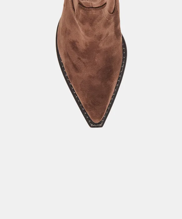 RUTGER Dk Brown Stella Suede Mid-Ankle Block-Heel Boots — view 4