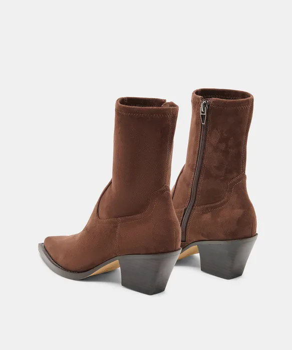 RUTGER Dk Brown Stella Suede Mid-Ankle Block-Heel Boots — view 5
