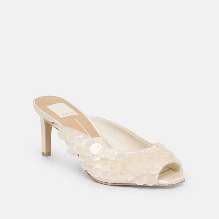 Samary Confetti Off White Satin Heels — view 4