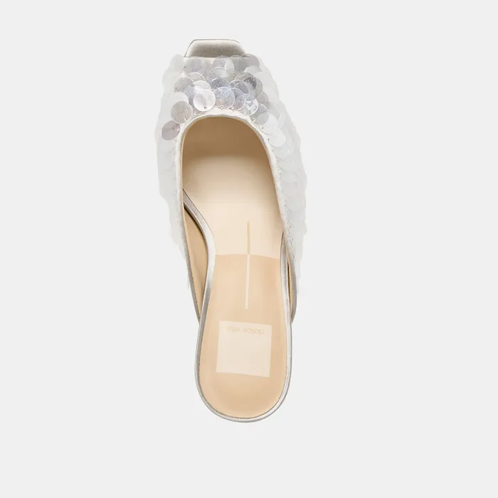 Samary Confetti Silver Satin Heels — view 13