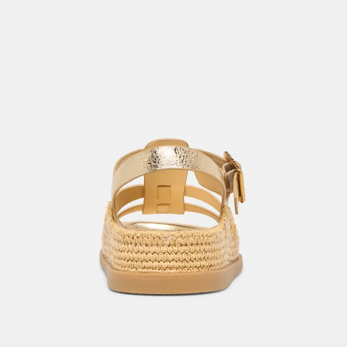 Shenna Gold Distressed Leather Sandals — view 8