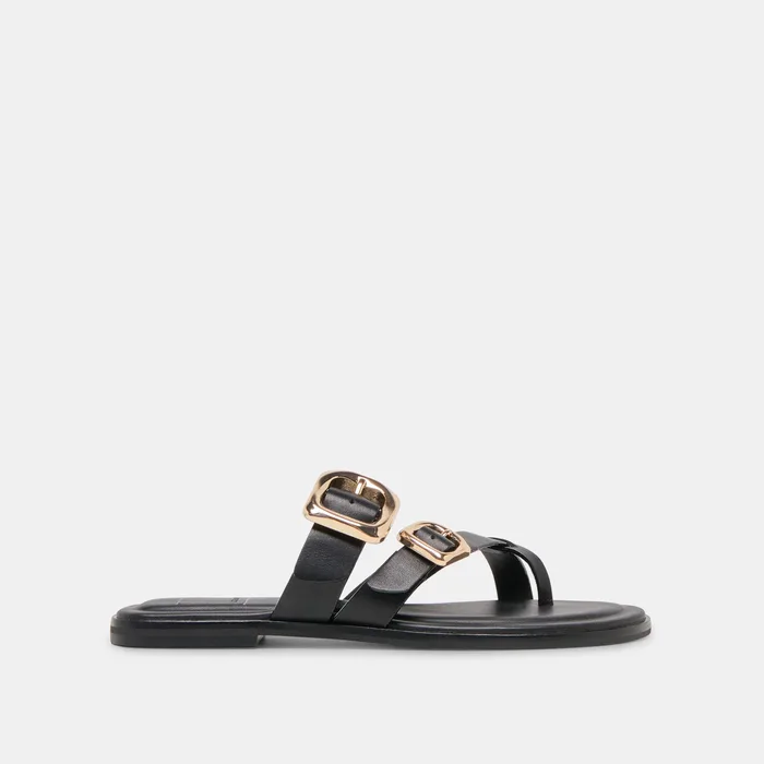 Shore Black Leather Sandals — view 2