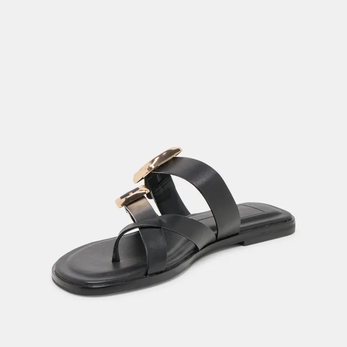 Shore Black Leather Sandals — view 5