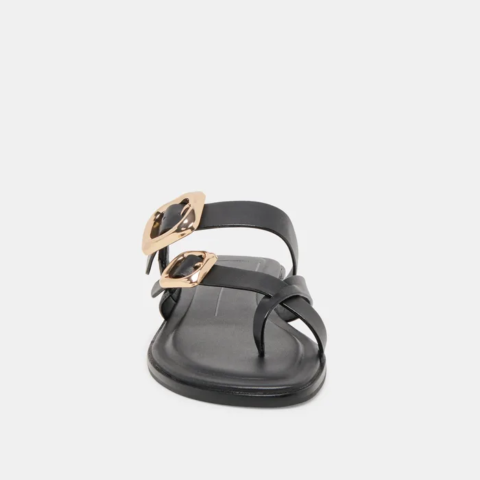 Shore Black Leather Sandals — view 7