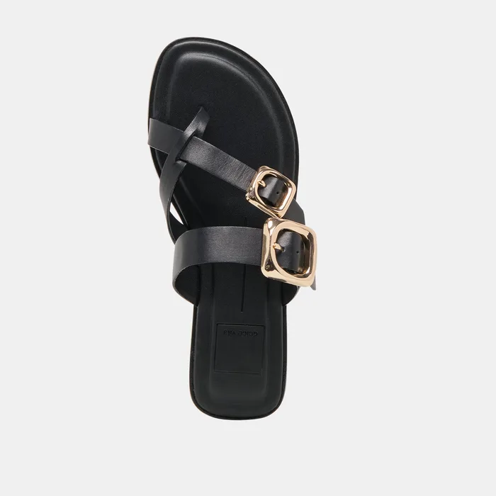Shore Black Leather Sandals — view 9