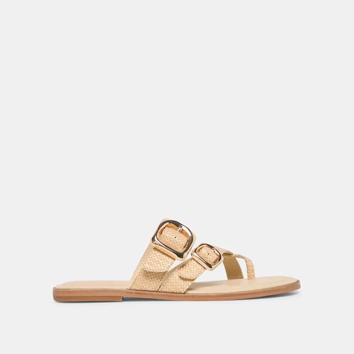 SHORE Sand Raffia Flip-Flop Buckled Sandals — view 2