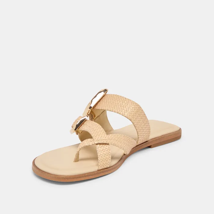 SHORE Sand Raffia Flip-Flop Buckled Sandals — view 5