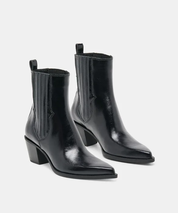 SOLINE H2O Black Leather Block-Heel Waterproof Ankle Bootie — view 3
