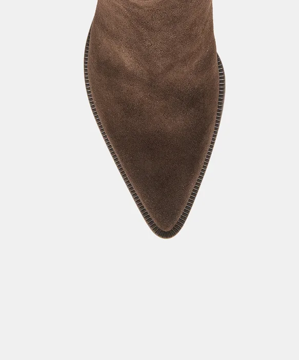 SOLINE H2O Espresso Suede Block-Heel Waterproof Ankle Bootie — view 4