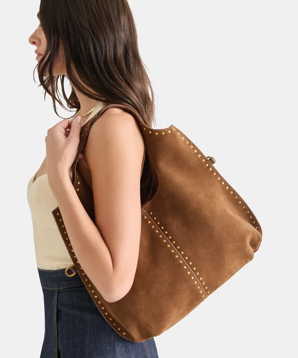 SONORA Mid Brown Suede Large Tote Bag — view 3
