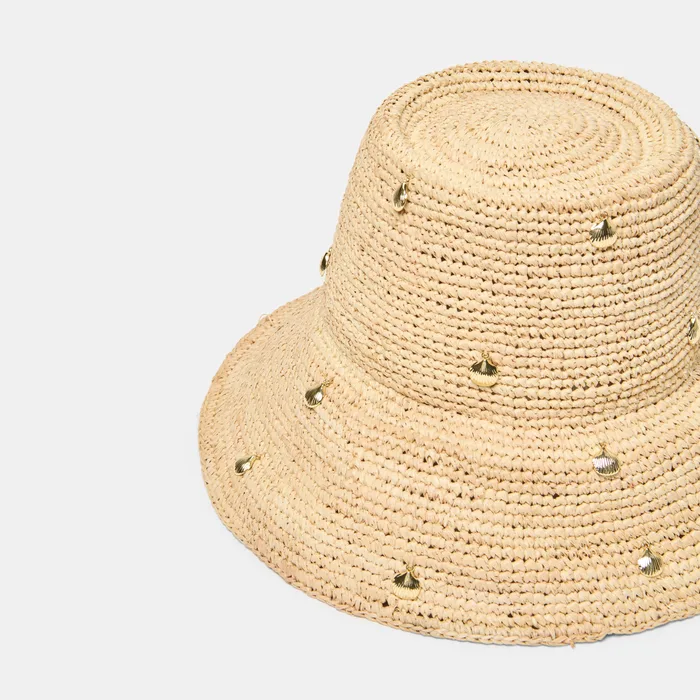 Straw Natural Cloche with Charms — view 4