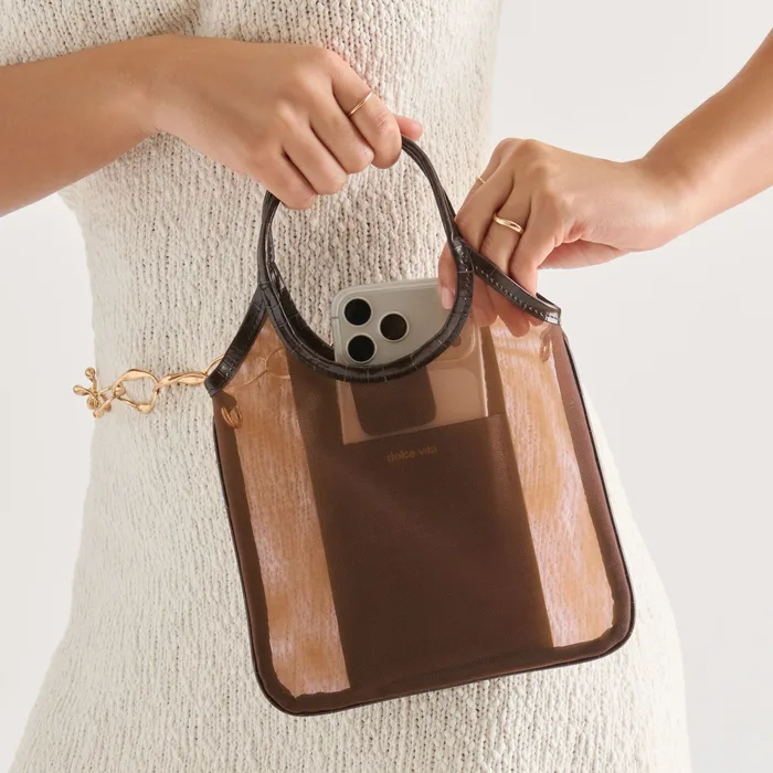 SYLVENE Chocolate Mesh Removable Crossbody Handbag — view 3