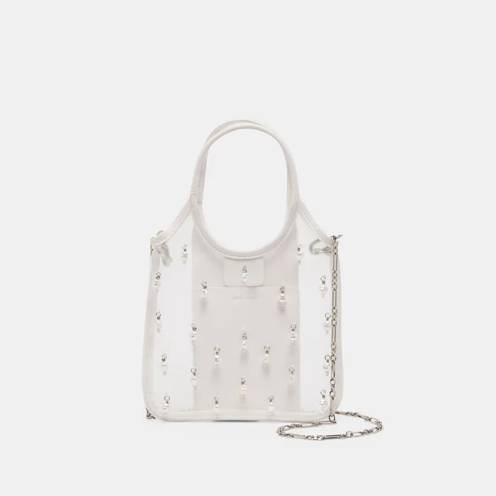 SYLVENE PEARL White Mesh Removable Crossbody Handbag — view 2