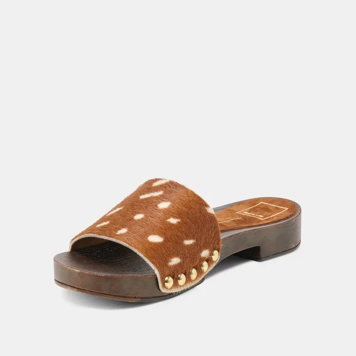 SYMONE Chestnut Calf Hair Slip-On Sandals — view 5
