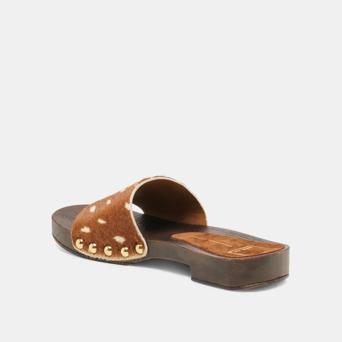 SYMONE Chestnut Calf Hair Slip-On Sandals — view 6