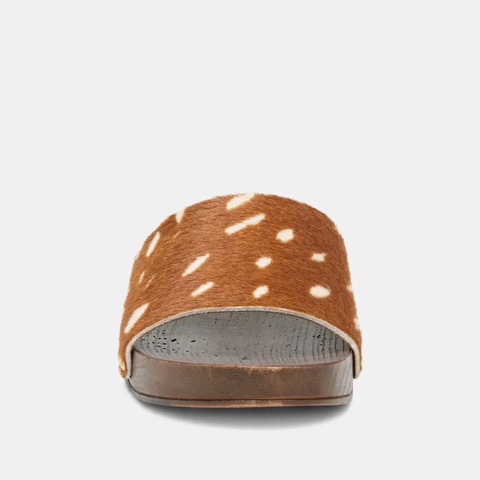 SYMONE Chestnut Calf Hair Slip-On Sandals — view 7