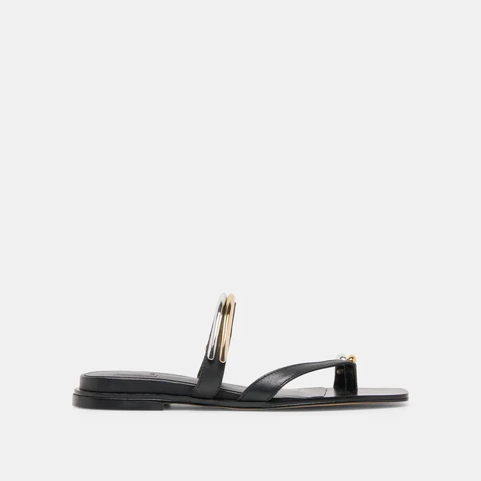 Tarina Black Leather Sandals — view 2