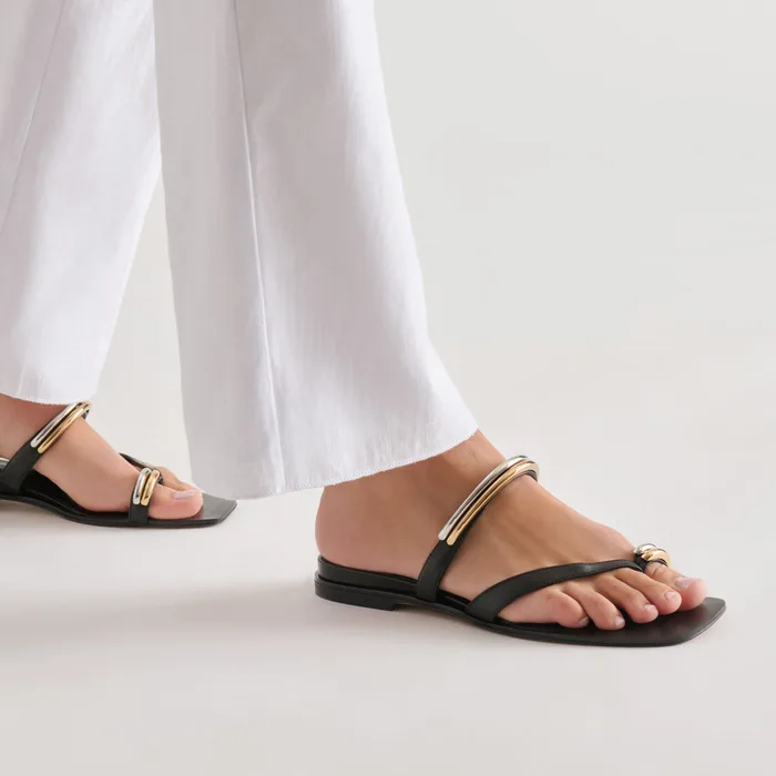 Tarina Black Leather Sandals — view 5