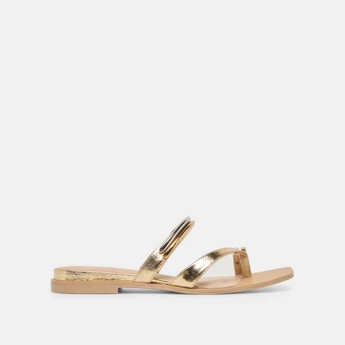 Tarina Gold Leather Sandals — view 2