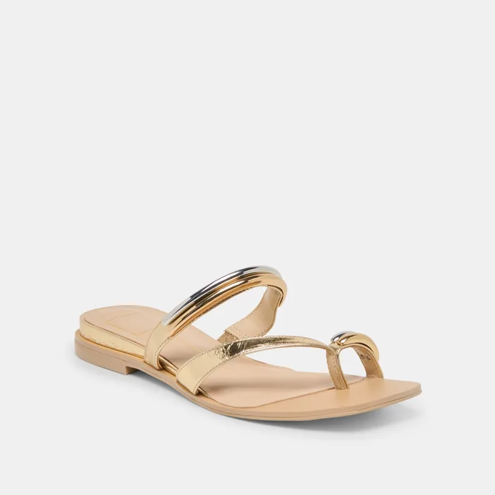 Tarina Gold Leather Sandals — view 3