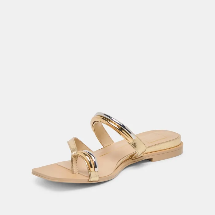 Tarina Gold Leather Sandals — view 5