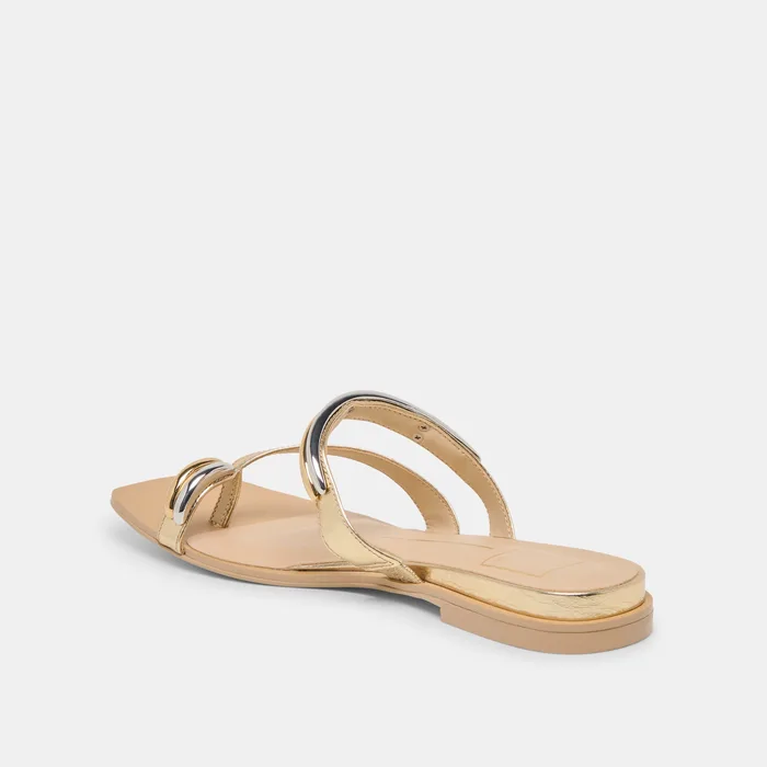 Tarina Gold Leather Sandals — view 6