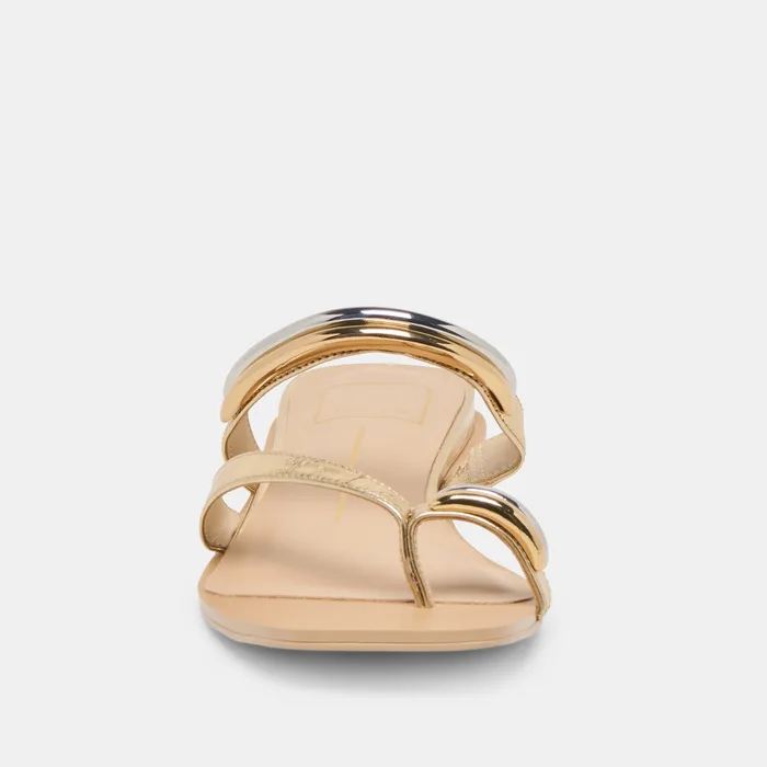 Tarina Gold Leather Sandals — view 7
