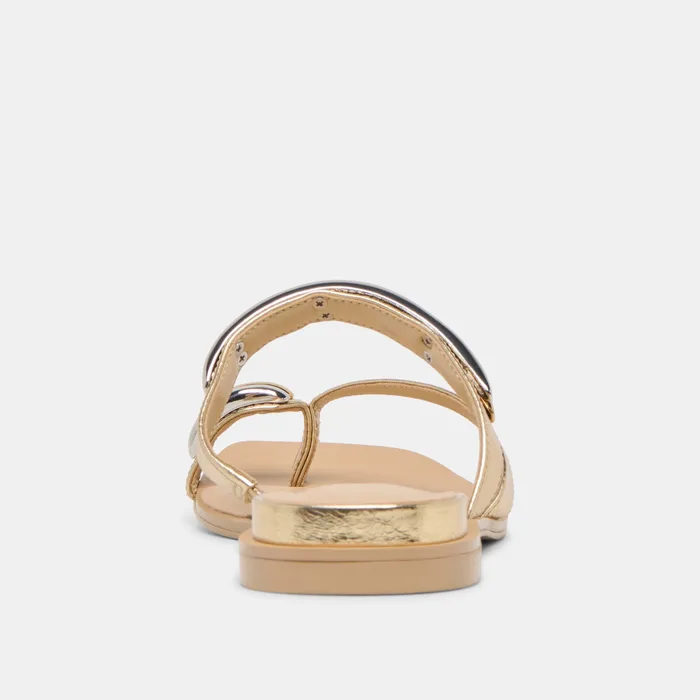 Tarina Gold Leather Sandals — view 8
