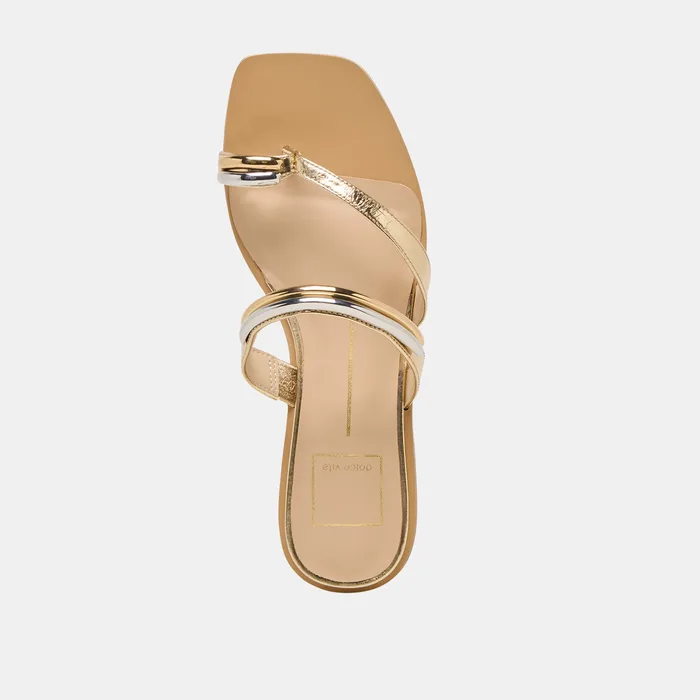 Tarina Gold Leather Sandals — view 9