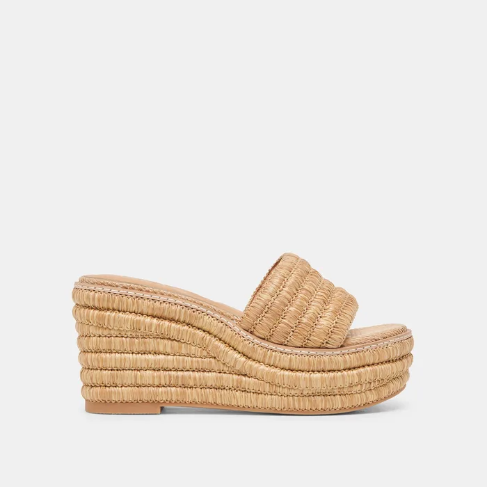Throne Lt Natural Raffia Wedges — view 2