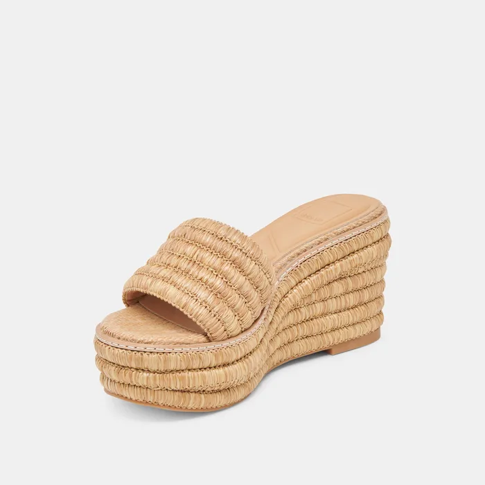 Throne Lt Natural Raffia Wedges — view 7