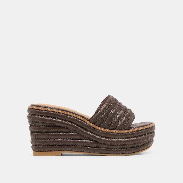 Throne Wide Chocolate Raffia Wedges — view 2