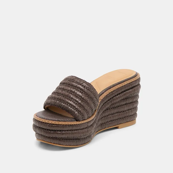 Throne Wide Chocolate Raffia Wedges — view 5