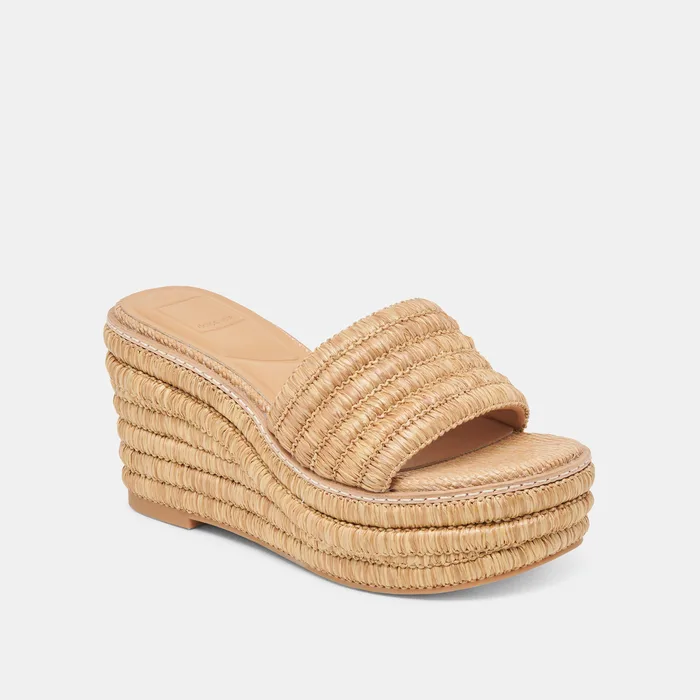 Throne Wide Lt Natural Raffia Wedges — view 3