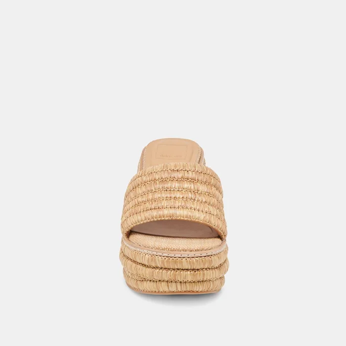 Throne Wide Lt Natural Raffia Wedges — view 7
