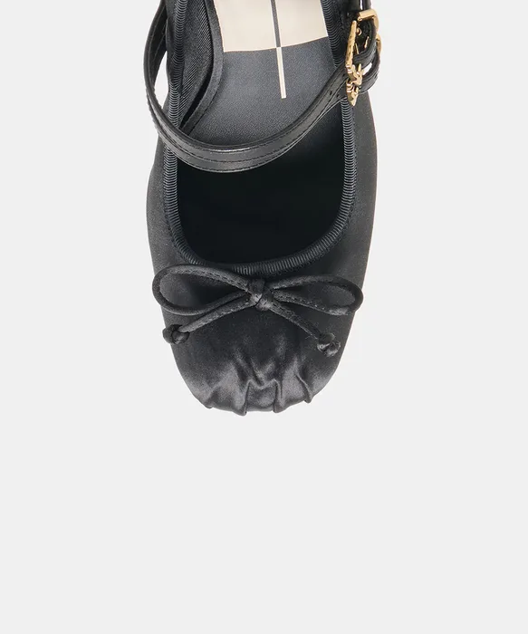 TIARAH Onyx Satin Ballet Block Heels — view 4