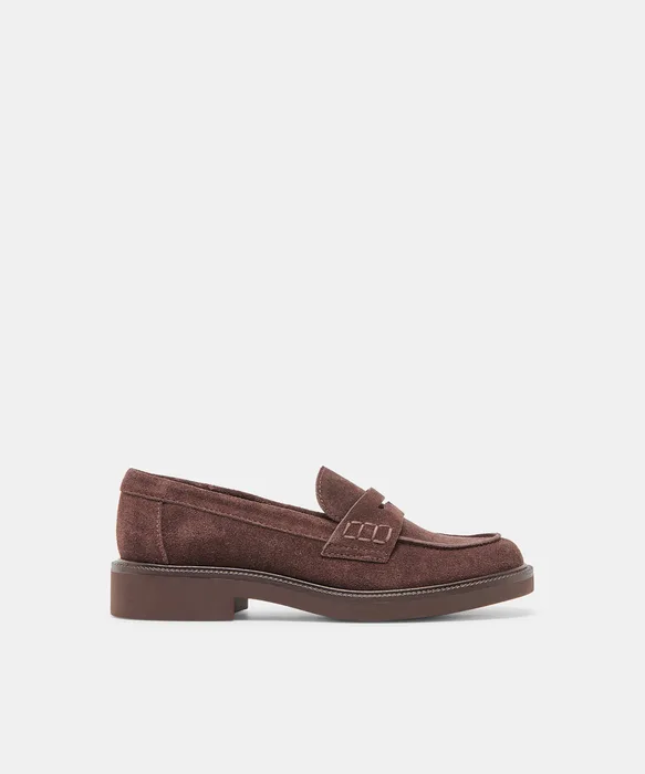Tiggy Mahogany Suede Loafers — view 2