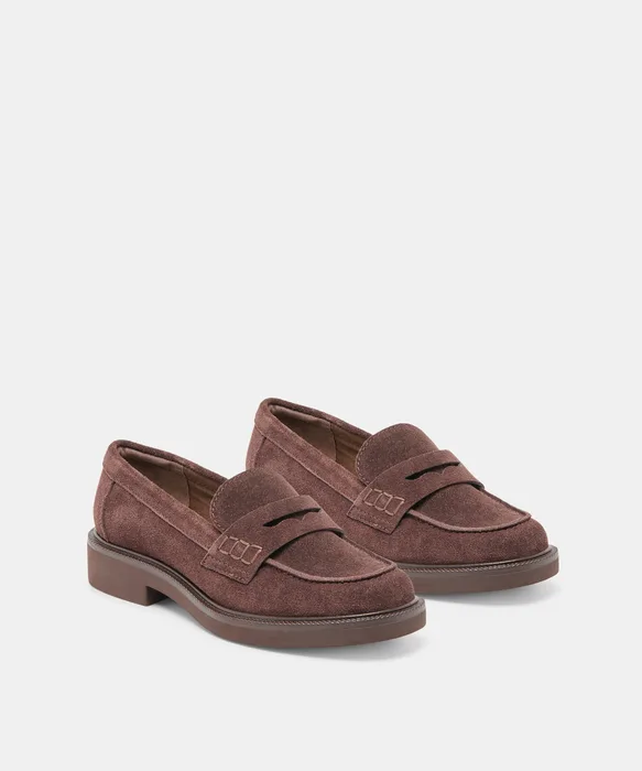 Tiggy Mahogany Suede Loafers — view 3